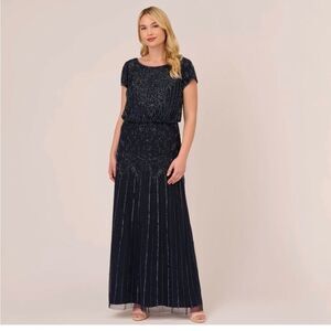 Adrianna Papell Black Beaded Blouson Women's
Long Dress Occasion Gown Size 20W